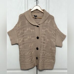 Talbots Women's 100% Cotton Button Front Drop Shoulder Cardigan Size 2X Tan‎